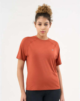 DCYPHR Solid Women Crew Neck Orange T-Shirt