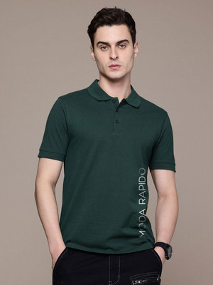 Moda Rapido Graphic Print Men Polo Neck Green T-Shirt