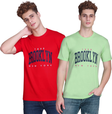 Zeffit Printed Men Round Neck Red, Green T-Shirt