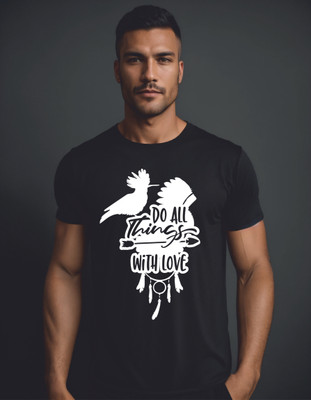 Just Ready Typography Men Round Neck Black T-Shirt