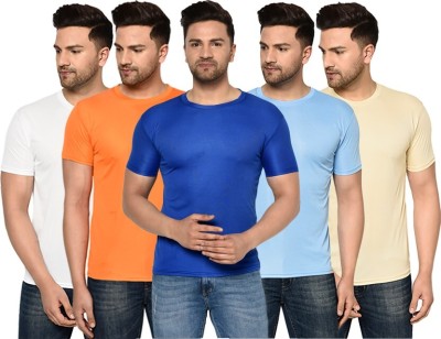 REVIZO Solid Men Round Neck Multicolor T-Shirt