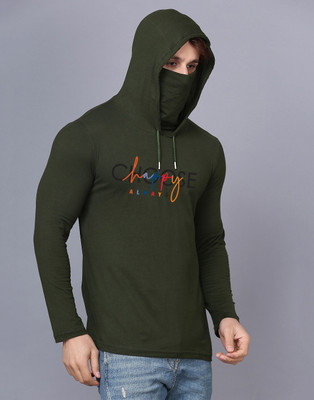 TEEFOX Typography Men Hooded Neck Green T-Shirt