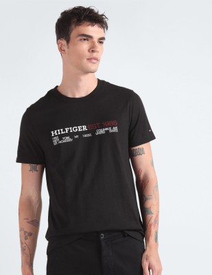 TOMMY HILFIGER Graphic Print Men Crew Neck Black T-Shirt