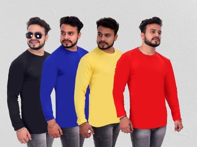 SM SHAYAM CREATION Solid Men Round Neck Multicolor T-Shirt