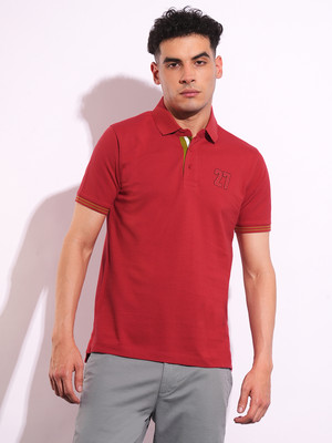 BEING HUMAN Printed Men Polo Neck Red T-Shirt