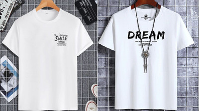 Stelino Printed Men Round Neck White, Black T-Shirt