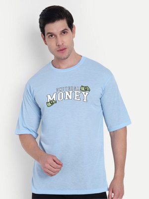 Benny Brooks Graphic Print Men Round Neck Light Blue T-Shirt