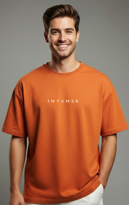 UrGear Printed, Typography Men Round Neck Orange T-Shirt