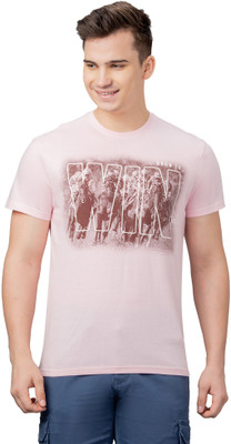Globus Graphic Print, Typography Men Round Neck Pink T-Shirt