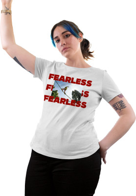 Fighterhero Printed Women Round Neck White T-Shirt