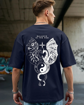 BEWAKOOF Typography, Graphic Print Men Round Neck Blue T-Shirt