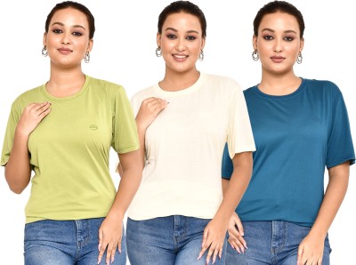 RAPL BHARAT Solid Women Round Neck Multicolor T-Shirt