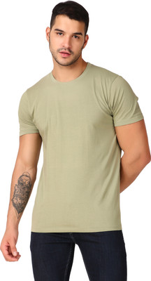 Inner Element Solid Men Round Neck Green T-Shirt