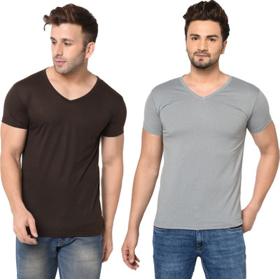 Moordale Fab Solid Men V Neck Multicolor T-Shirt