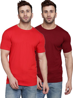 SLOWLORIS Solid Men Round Neck Multicolor T-Shirt
