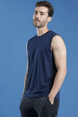 JB Jangoboy Solid Men Round Neck Dark Blue T-Shirt
