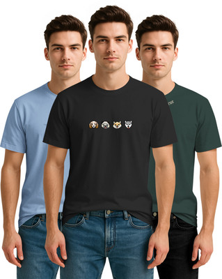 Bullmer Printed Men Round Neck Multicolor T-Shirt