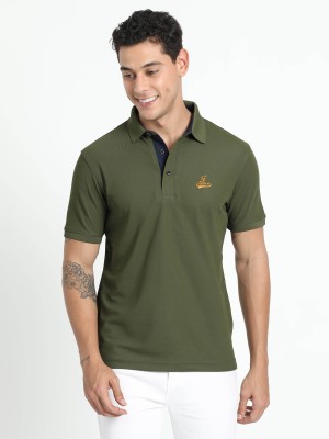 Stellers Solid Men Polo Neck Reversible Dark Green T-Shirt
