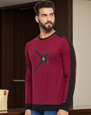 FASHIUM Printed Men Round Neck Maroon T-Shirt