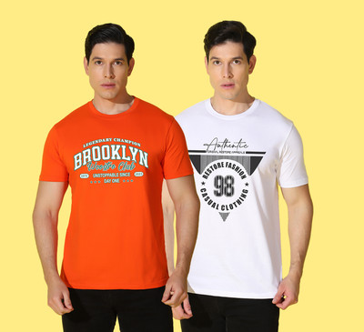 WOOSTRO Printed Men Round Neck Multicolor T-Shirt