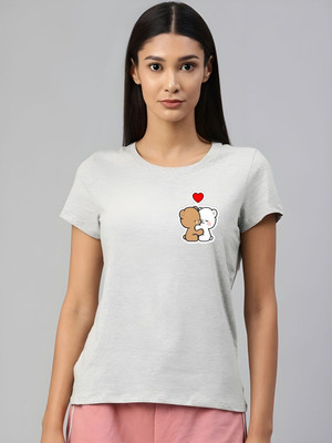 SZN Graphic Print Women Round Neck Grey T-Shirt