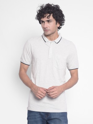 CRIMSOUNE CLUB Solid Men Polo Neck Grey T-Shirt