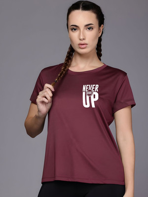 SZN Graphic Print Women Round Neck Maroon T-Shirt