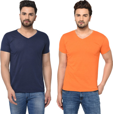 Adorbs Trend Solid Men V Neck White T-Shirt