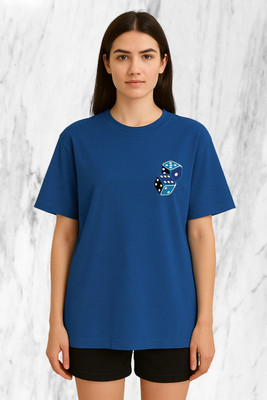 Buddy Collection Graphic Print Women Round Neck Blue T-Shirt