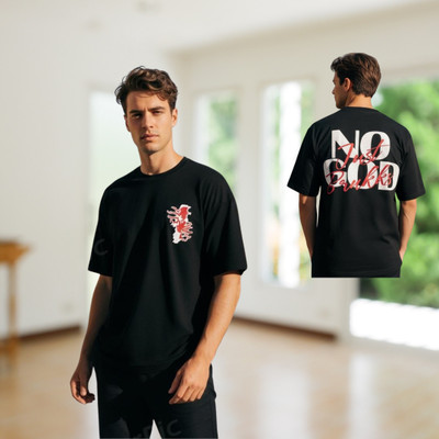 Brukks Printed Men Round Neck Black T-Shirt