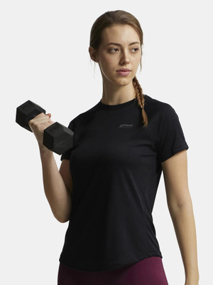 JOCKEY Solid Women Round Neck Black T-Shirt