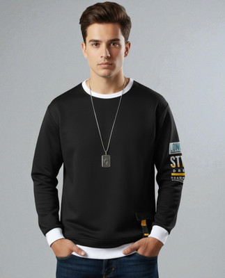 TrendShaper Printed Men Round Neck Black T-Shirt
