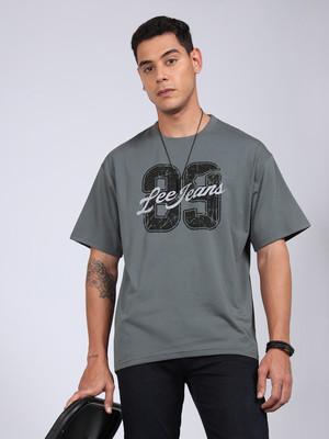LEE Printed, Typography Men Round Neck Grey T-Shirt