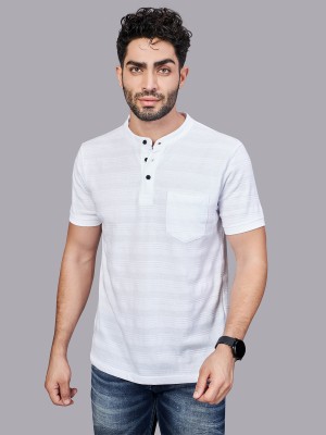 BE POSITIVE Solid Men Henley Neck White T-Shirt