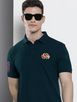 SZN Graphic Print Men Polo Neck Dark Green T-Shirt
