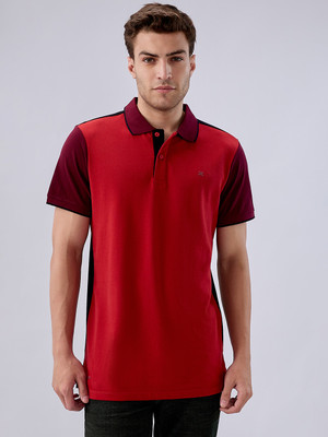 KILLER Colorblock Men Polo Neck Brown T-Shirt