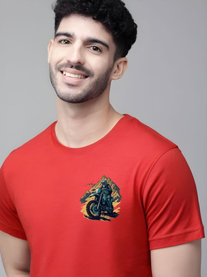 SZN Graphic Print Men Round Neck Red T-Shirt