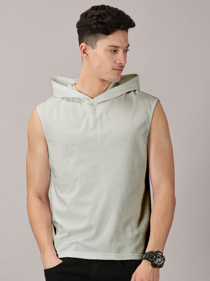 Leon Solid Men Hooded Neck Grey T-Shirt