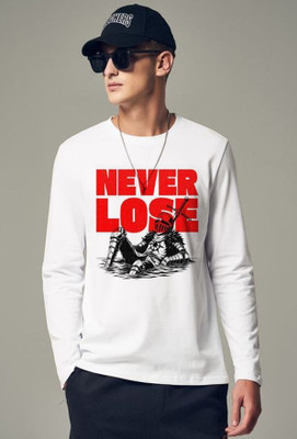 Aditi Fashion Printed, Typography Men Round Neck White T-Shirt