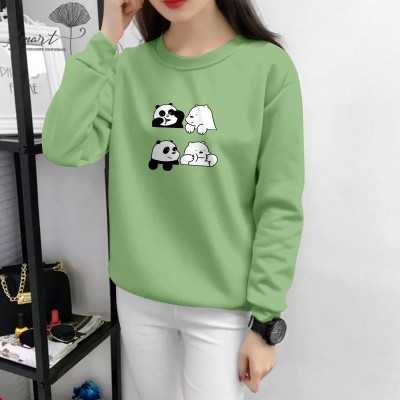 TOPIEST Printed Women Round Neck Light Green T-Shirt