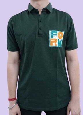 Joshua jenny Self Design, Graphic Print Men Polo Neck Green T-Shirt