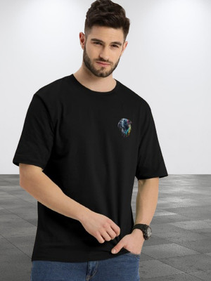 Dark Drive Printed Men Round Neck Black T-Shirt