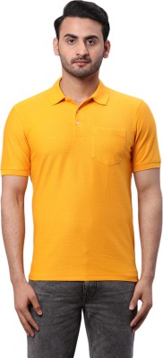 PARK AVENUE Solid Men Polo Neck Yellow T-Shirt