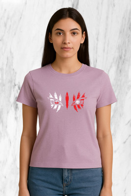 Buddy Collection Graphic Print Women Round Neck Purple T-Shirt