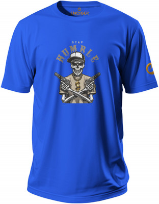 Enciger Graphic Print Men Round Neck Blue T-Shirt