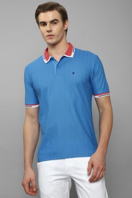LOUIS PHILIPPE Self Design Men Polo Neck Blue T-Shirt