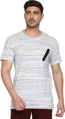 VAN HEUSEN Self Design Men Round Neck Blue T-Shirt