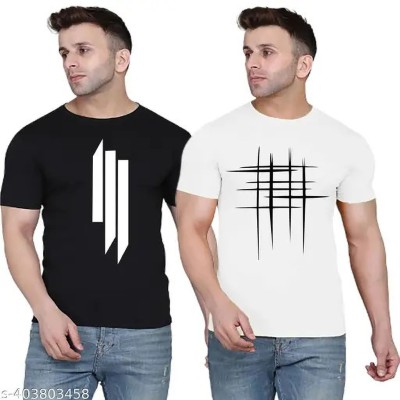 wike denimes Printed Men Round Neck Black, White T-Shirt