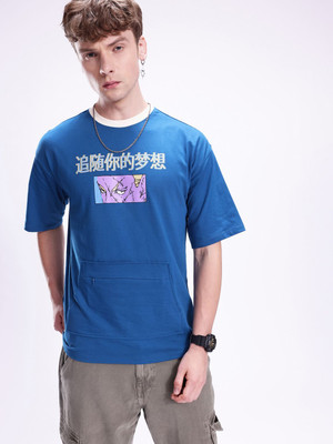 Kook N Keech Printed Men Round Neck Blue T-Shirt
