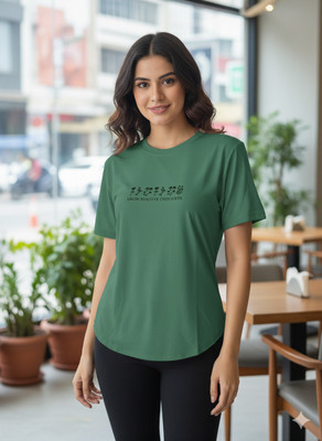 MYo2 Printed Women Round Neck Light Green T-Shirt